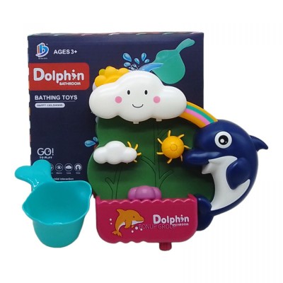 Детский игровой набор для ванной 2в1 Водопад и дельфин BO DA TOYS разноцветный 22 см 255235605