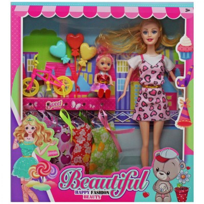 Детский кукольный набор Beautiful Can Fa Toys 2 куколки наряды аксессуары 28 см разноцветный 225236063
