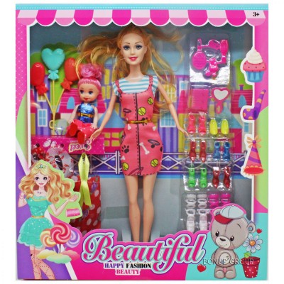 Детский кукольный набор Beautiful Can Fa Toys 2 куколки наряды аксессуары 28 см разноцветный 225236064