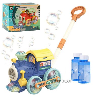 Детская игрушка каталка Паровоз с мыльными пузырями LIER TOYS 4 элемента синий 25 см 255236391