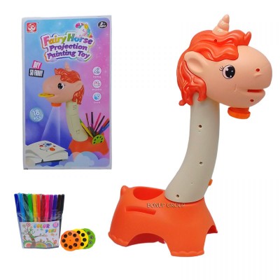 Детский проектор Жираж SHUANG E TOYS обучающий 12 фломастеров слайды блокнот оранжевый 33 см 225237353