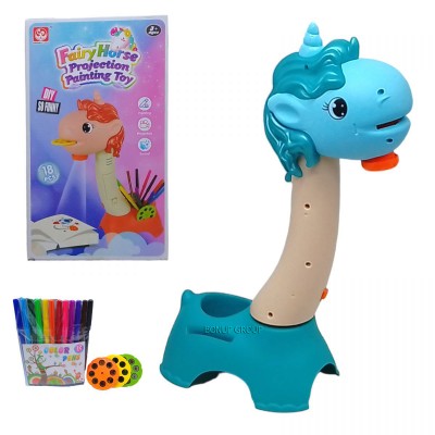 Детский проектор Жираж SHUANG E TOYS обучающий 12 фломастеров слайды блокнот бирюзовый 33 см 225237354