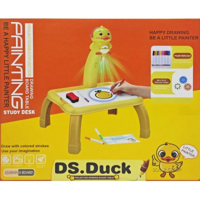 Детский иговой набор стол с проектором для рисования Утенок CAN FA TOYS диски фломастеры альбом желтый 36 см 225237552
