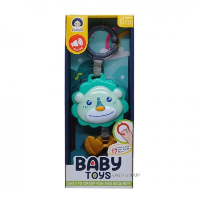 Детская игрушка погремушка подвеска ЛЁВА BABY TOYS развивающая звук зеленый 26 см 225238788