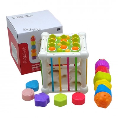 Детский Бизикуб 3в1 сортер Shapes Game CAN FA TOYS cтучалка спиннер разноцветный 14.5 см 225238916