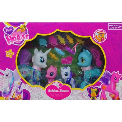 Детская игровой набор HAPPY TIME СЕМЬЯ ПОНИ Can Fa Toys 4 лошадки аксессуары разноцветный 35 см 225238920